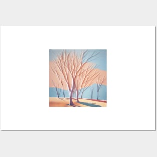 Winter Trees with Pastel Colors Posters and Art